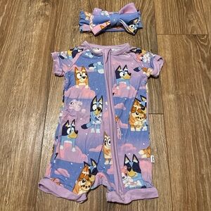 Little Sleepies Bluey Sleepytime Shorty Zippy With Bow